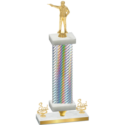 Premium Single Silver Carbon Fiber Third Place Shooter Trophy