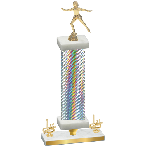 Premium Single Silver Carbon Fiber First Place Skater Trophy