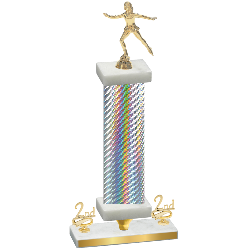 Premium Single Silver Carbon Fiber Second Place Skater Trophy