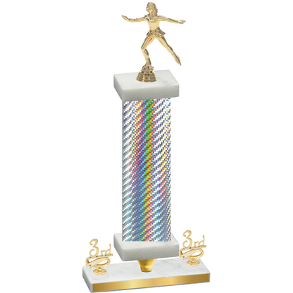 Premium Single Silver Carbon Fiber Third Place Skater Trophy