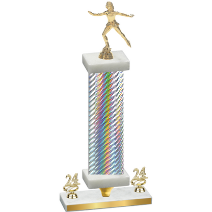 Premium Single Silver Carbon Fiber Year Skater Trophy