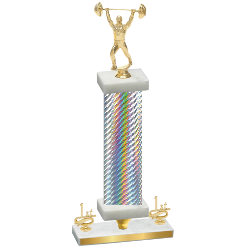 Premium Single Silver Carbon Fiber First Place Weights Trophy