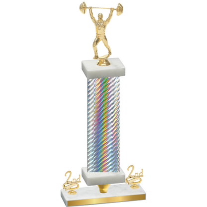 Premium Single Silver Carbon Fiber Second Place Weights Trophy