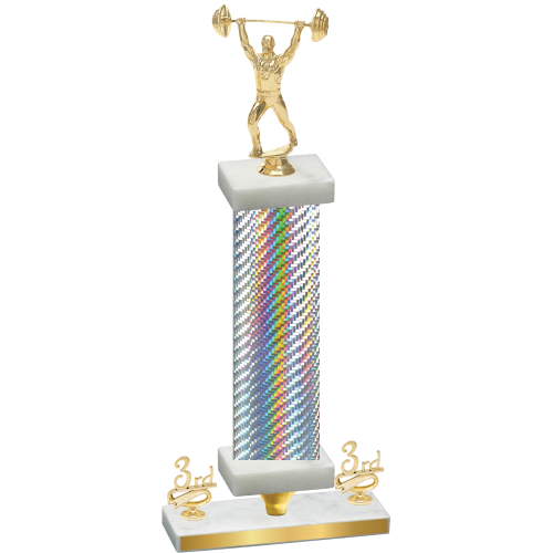 Premium Single Silver Carbon Fiber Third Place Weights Trophy