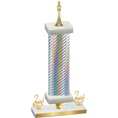 Premium Single Silver Carbon Fiber Second Place Chess Trophy