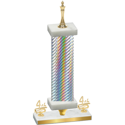 Premium Single Silver Carbon Fiber Fourth Place Chess Trophy