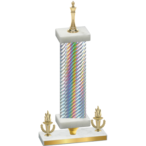 Premium Single Silver Carbon Fiber Victory Chess Trophy