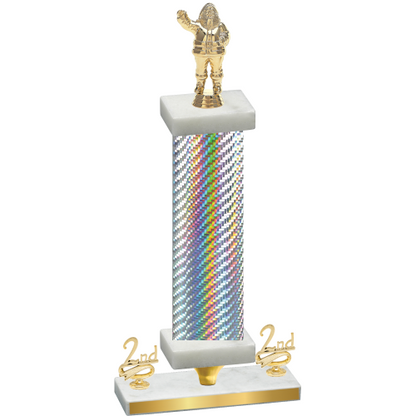 Premium Single Silver Carbon Fiber Second Place Holiday Trophy