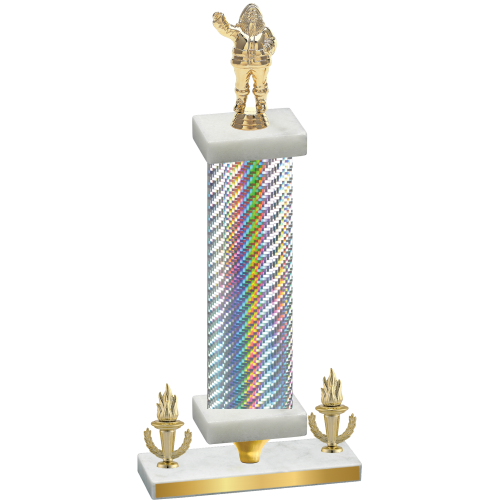 Premium Single Silver Carbon Fiber Victory Holiday Trophy