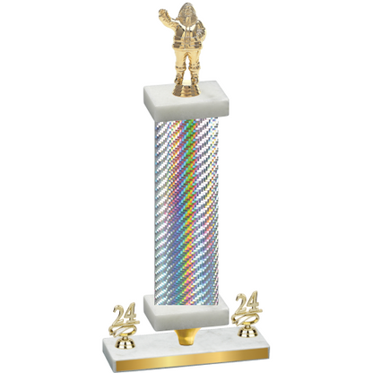 Premium Single Silver Carbon Fiber Year Holiday Trophy