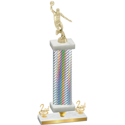 Premium Single Silver Carbon Fiber Second Place Basketball Trophy