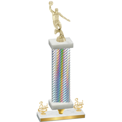 Premium Single Silver Carbon Fiber Third Place Basketball Trophy