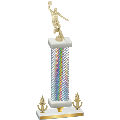 Premium Single Silver Carbon Fiber Victory Basketball Trophy