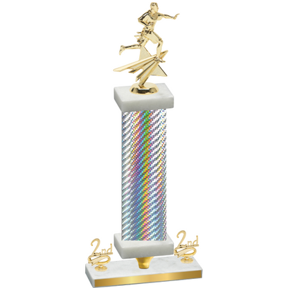 Premium Single Silver Carbon Fiber Second Place Flag Football Trophy