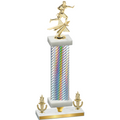Premium Single Silver Carbon Fiber Victory Flag Football Trophy