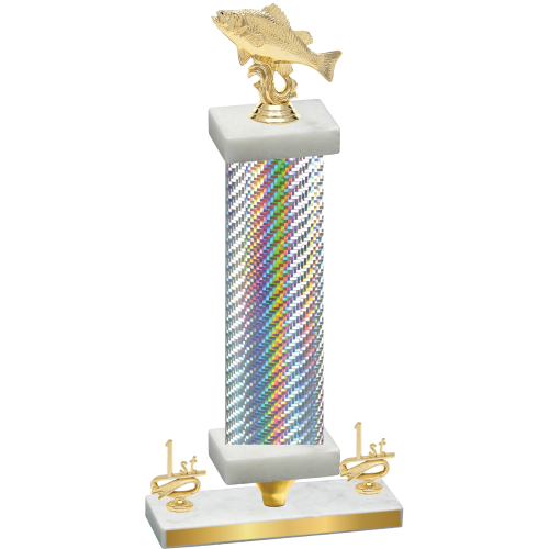 Premium Single Silver Carbon Fiber First Place Fishing Trophy