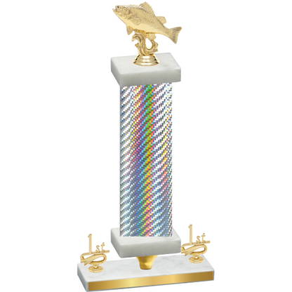 Premium Single Silver Carbon Fiber First Place Fishing Trophy