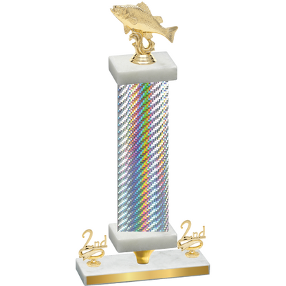 Premium Single Silver Carbon Fiber Second Place Fishing Trophy