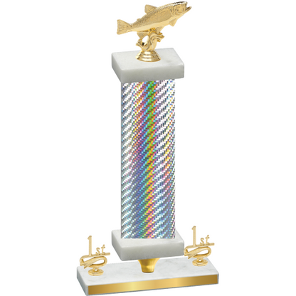 Premium Single Silver Carbon Fiber First Place Fishing Trophy