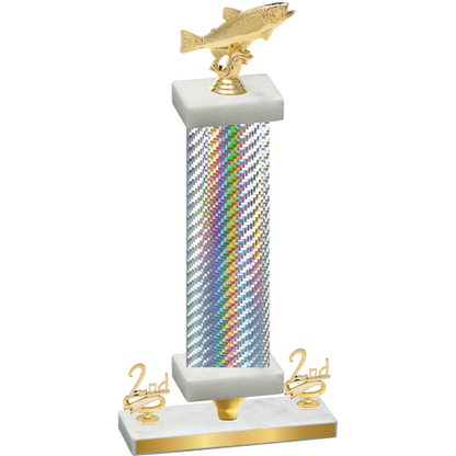 Premium Single Silver Carbon Fiber Second Place Fishing Trophy