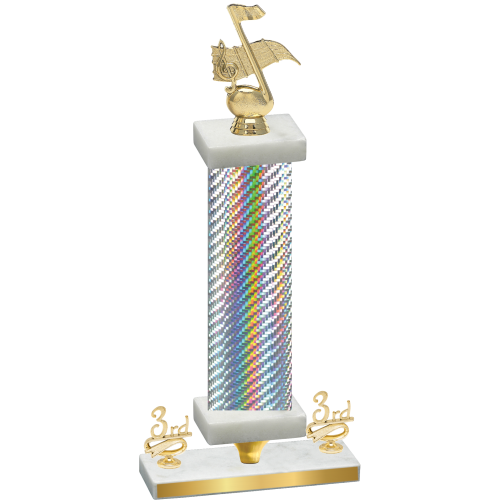 Premium Single Silver Carbon Fiber Third Place Music Trophy