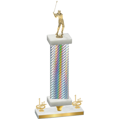 Premium Single Silver Carbon Fiber First Place Golf Trophy