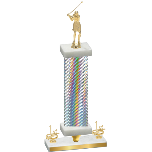 Premium Single Silver Carbon Fiber First Place Golf Trophy