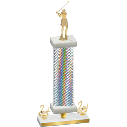 Premium Single Silver Carbon Fiber Second Place Golf Trophy