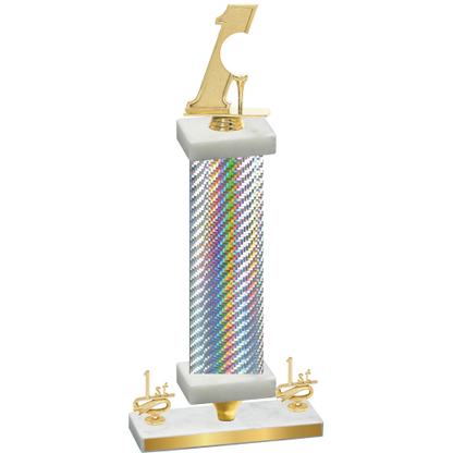 Premium Single Silver Carbon Fiber First Place Golf Trophy