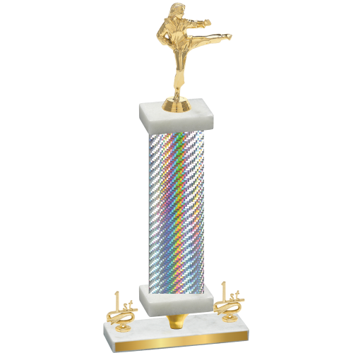 Premium Single Silver Carbon Fiber First Place Karate Trophy