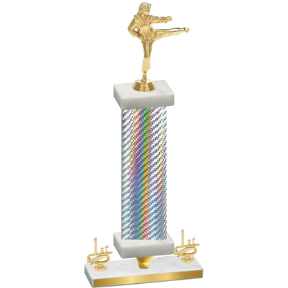 Premium Single Silver Carbon Fiber First Place Karate Trophy