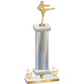 Premium Single Silver Carbon Fiber Second Place Karate Trophy