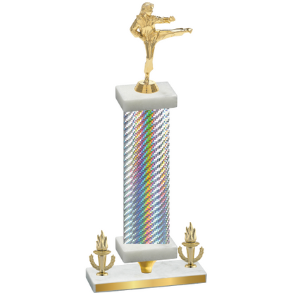 Premium Single Silver Carbon Fiber Victory Karate Trophy