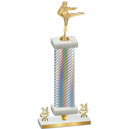 Premium Single Silver Carbon Fiber Year Karate Trophy