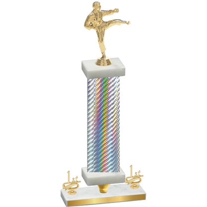 Premium Single Silver Carbon Fiber First Place Karate Trophy