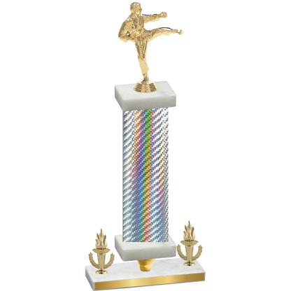 Premium Single Silver Carbon Fiber Victory Karate Trophy