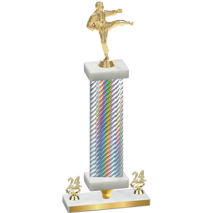 Premium Single Silver Carbon Fiber Year Karate Trophy