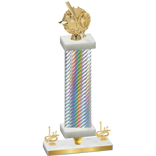 Premium Single Silver Carbon Fiber First Place Baseball Trophy