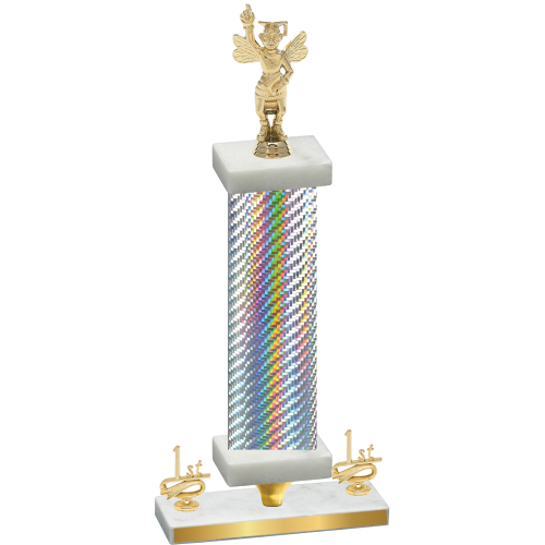 Premium Single Silver Carbon Fiber First Place Academics Trophy