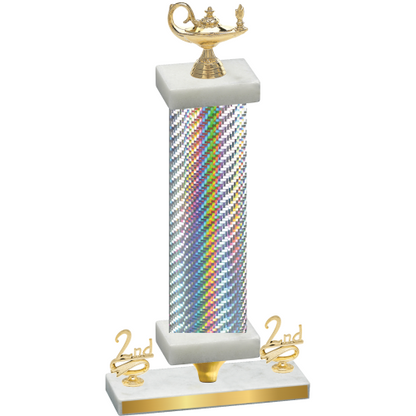 Premium Single Silver Carbon Fiber Second Place Academics Trophy