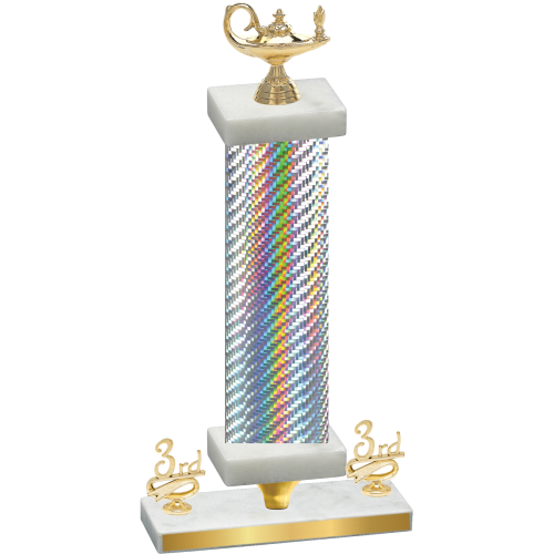 Premium Single Silver Carbon Fiber Third Place Academics Trophy