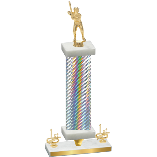 Premium Single Silver Carbon Fiber First Place Baseball Trophy