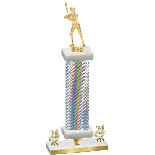 Premium Single Silver Carbon Fiber Year Softball Trophy