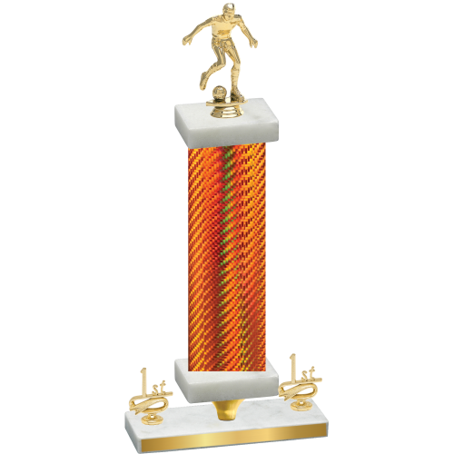Premium Single Orange Carbon Fiber First Place Soccer Trophy