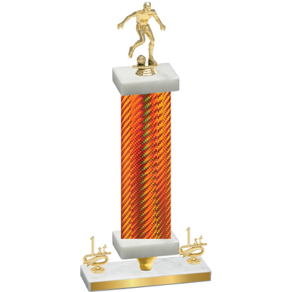Premium Single Orange Carbon Fiber First Place Soccer Trophy
