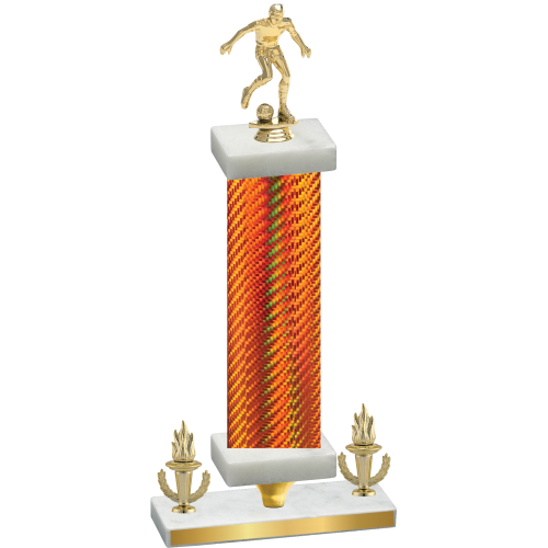 Premium Single Orange Carbon Fiber Victory Soccer Trophy