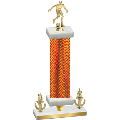 Premium Single Orange Carbon Fiber Victory Soccer Trophy