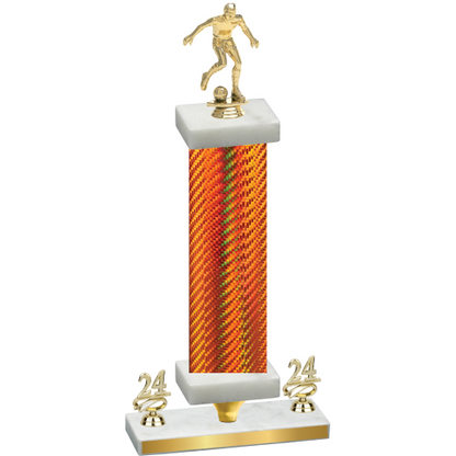 Premium Single Orange Carbon Fiber Year Soccer Trophy