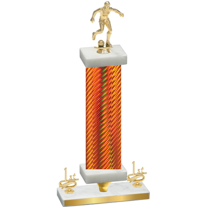 Premium Single Orange Carbon Fiber First Place Soccer Trophy