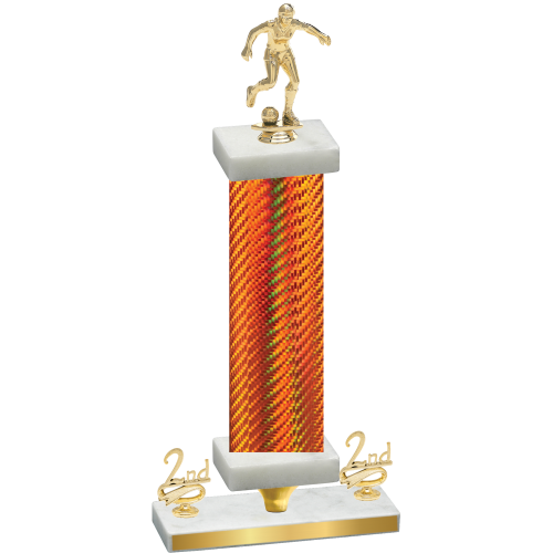 Premium Single Orange Carbon Fiber Second Place Soccer Trophy